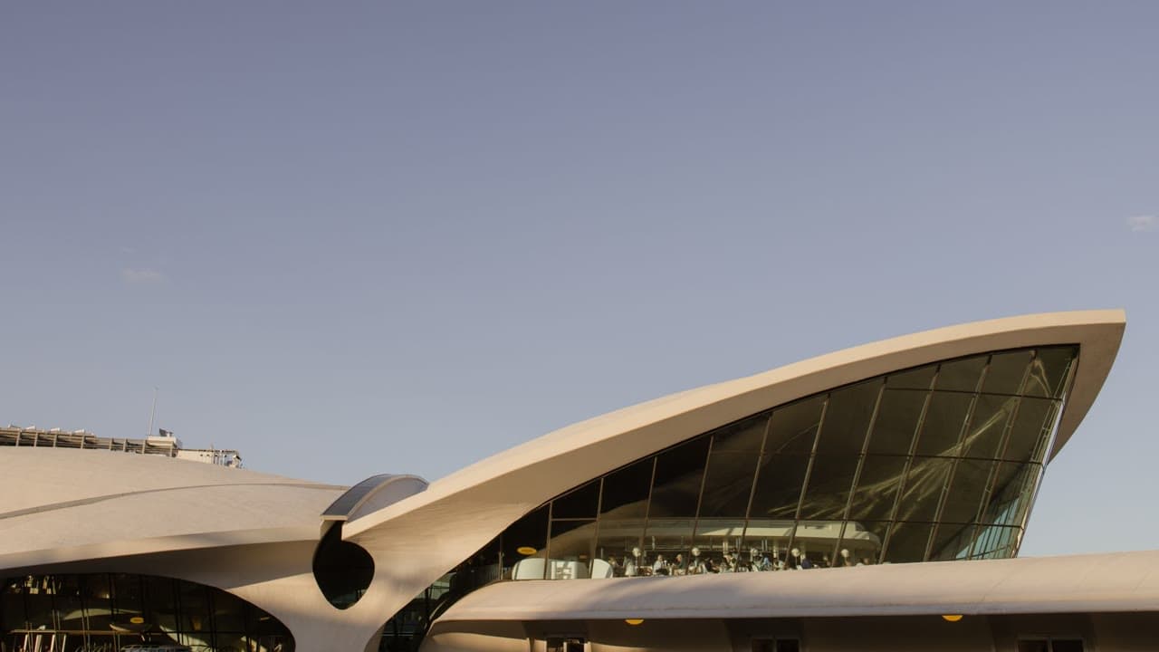 The curving concrete roof of the TWA Flight Center at JFK Airport, completed after Eero Saarinen's death