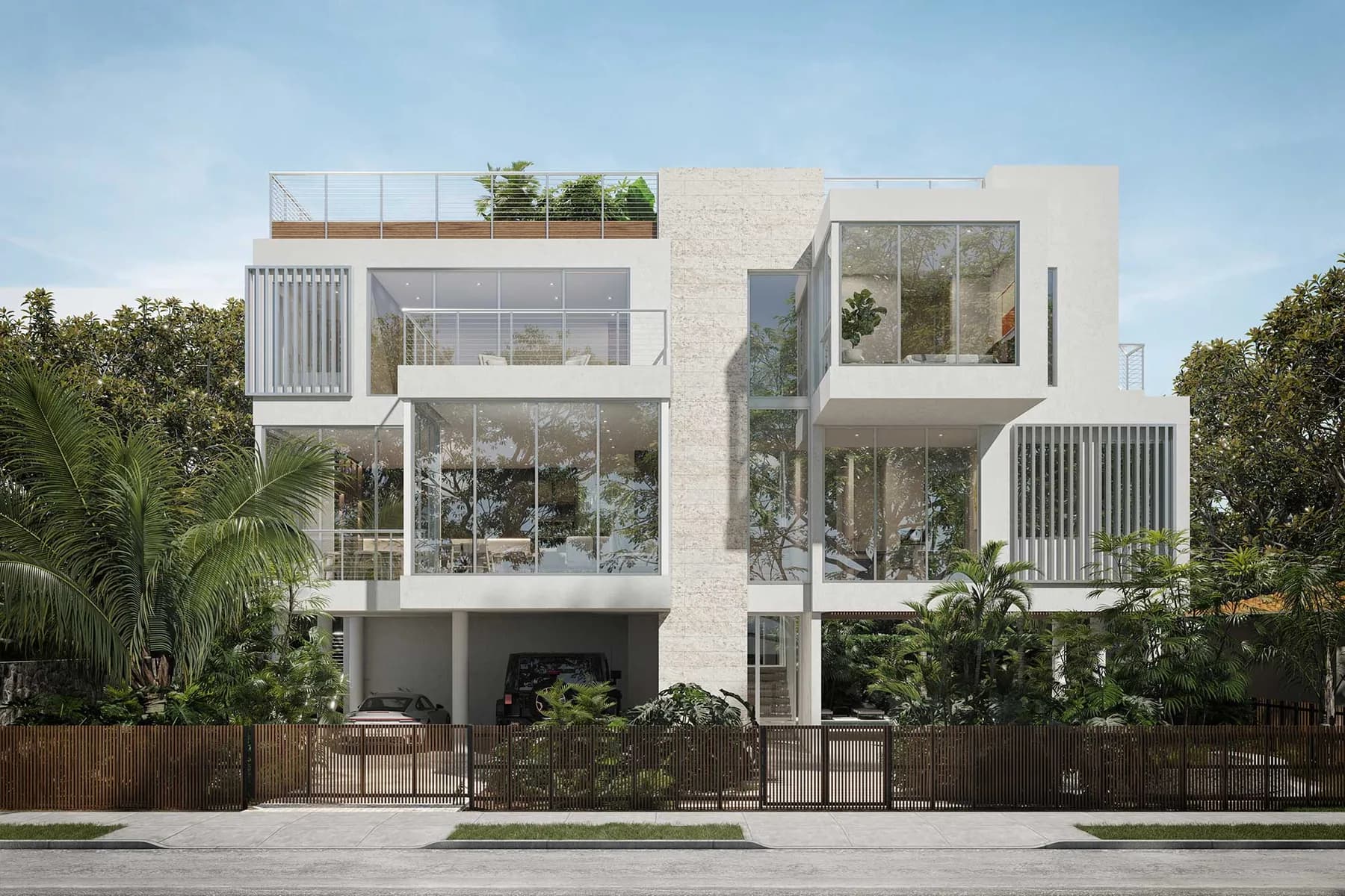 Exterior of the Crystal residence by LUXOM, a completed luxury development in Miami